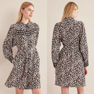 Boden Black and Pink Floral Mini Dress